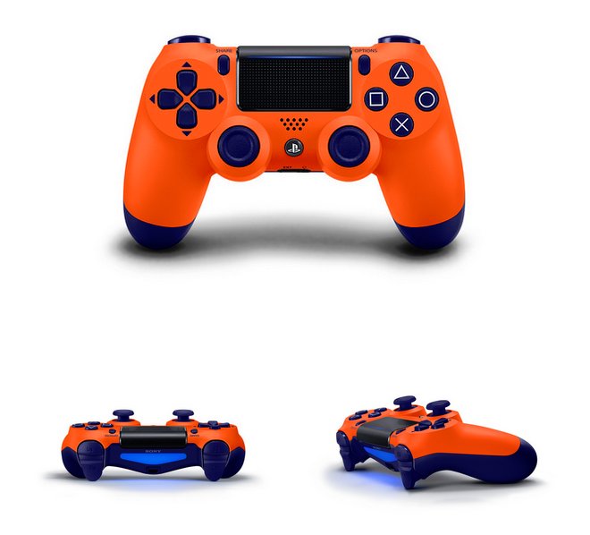 orange and blue dualshock 4
